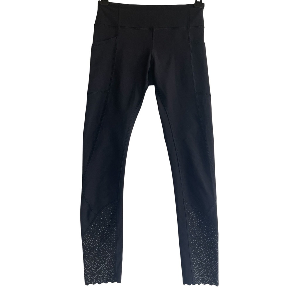 Lululemon Tight Stuff Tight II Women Size 4 Black Reflective Run Leggings Yoga